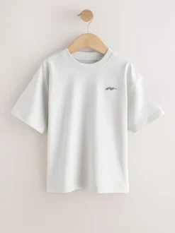 T-Shirts|Tops|Next - Short Sleeve Logo Chest Graphic T-Shirts 4 Pack (3-16yrs) Light Grey/Brown/Dark Grey/Green