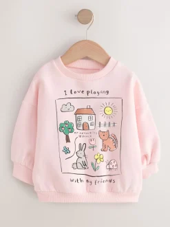 Truien En Breisels|Sweaters En Hoody´S*Next Light Pink House - Sweatshirt met ronde hals (3 mnd-7 jr)