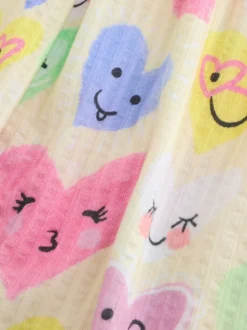 Jurken|Next - Jersey jurk met korte mouwen (3-16 jr) Light Yellow Heart Print
