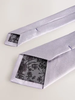 Stropdassen En Pochets*Next Lila - Set met textuurrijke stropdas en pochet