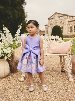 Gelegenheidskleding|Jurken*Next - Scuba Occasion Dress (3mths-7yrs) Lila met bloemenprint
