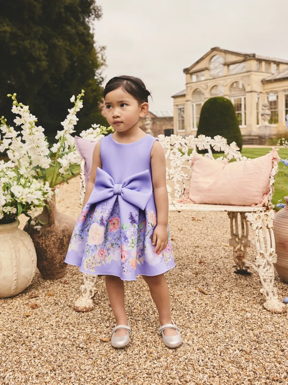 Gelegenheidskleding|Jurken*Next - Scuba Occasion Dress (3mths-7yrs) Lila met bloemenprint