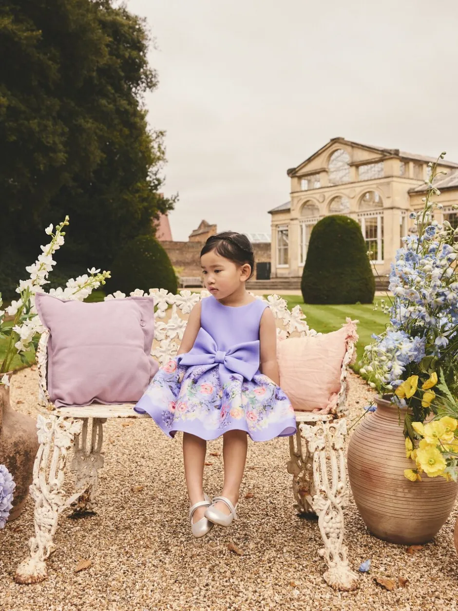 Gelegenheidskleding|Jurken*Next - Scuba Occasion Dress (3mths-7yrs) Lila met bloemenprint