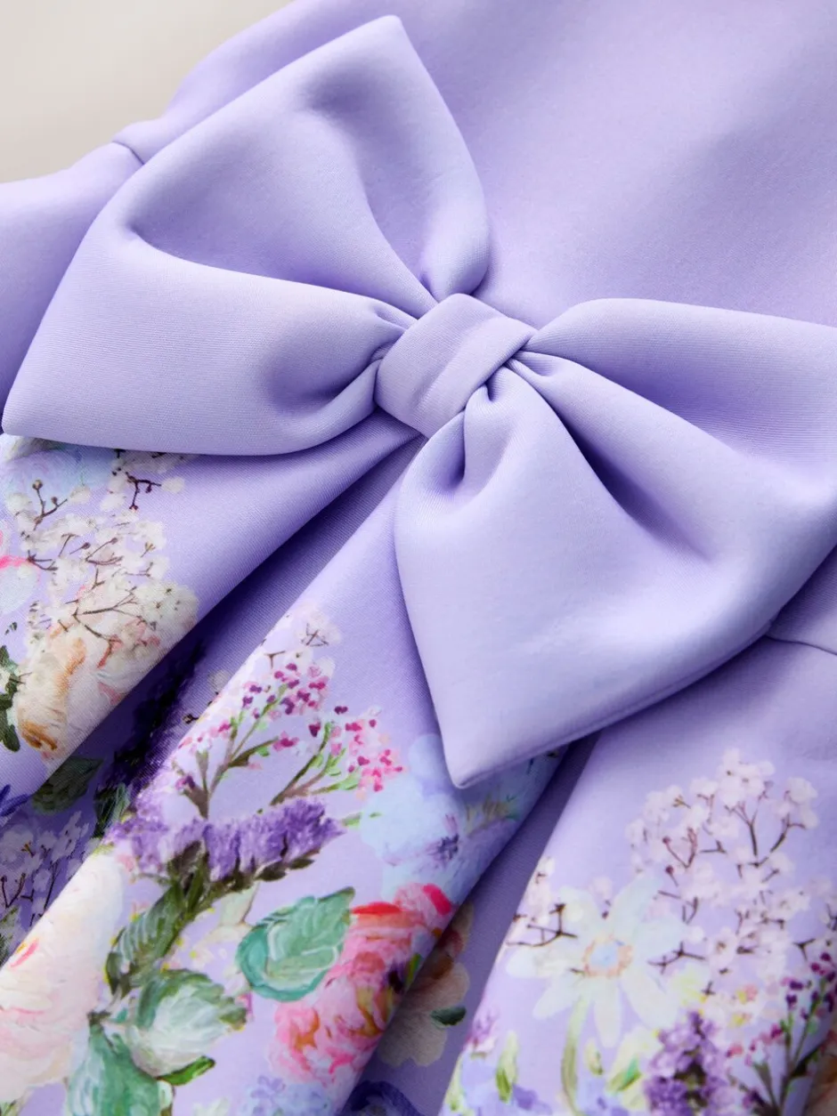 Gelegenheidskleding|Jurken*Next - Scuba Occasion Dress (3mths-7yrs) Lila met bloemenprint