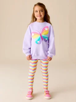 Sweaters En Hoody´S|Sets En Outfits*Little Bird by Jools Oliver - 2 Piece Jumper and Leggings Set Lila met vlinders