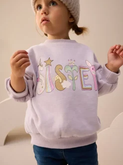 Truien En Breisels|Sweaters En Hoody´S|Next Lila Paarse Sister - Sweatshirt met ronde hals (3 mnd-7 jr)
