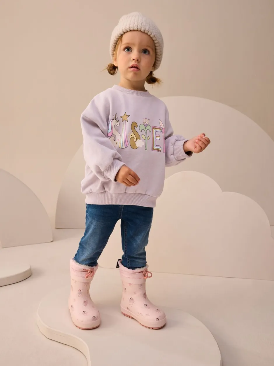 Truien En Breisels|Sweaters En Hoody´S|Next Lila Paarse Sister - Sweatshirt met ronde hals (3 mnd-7 jr)