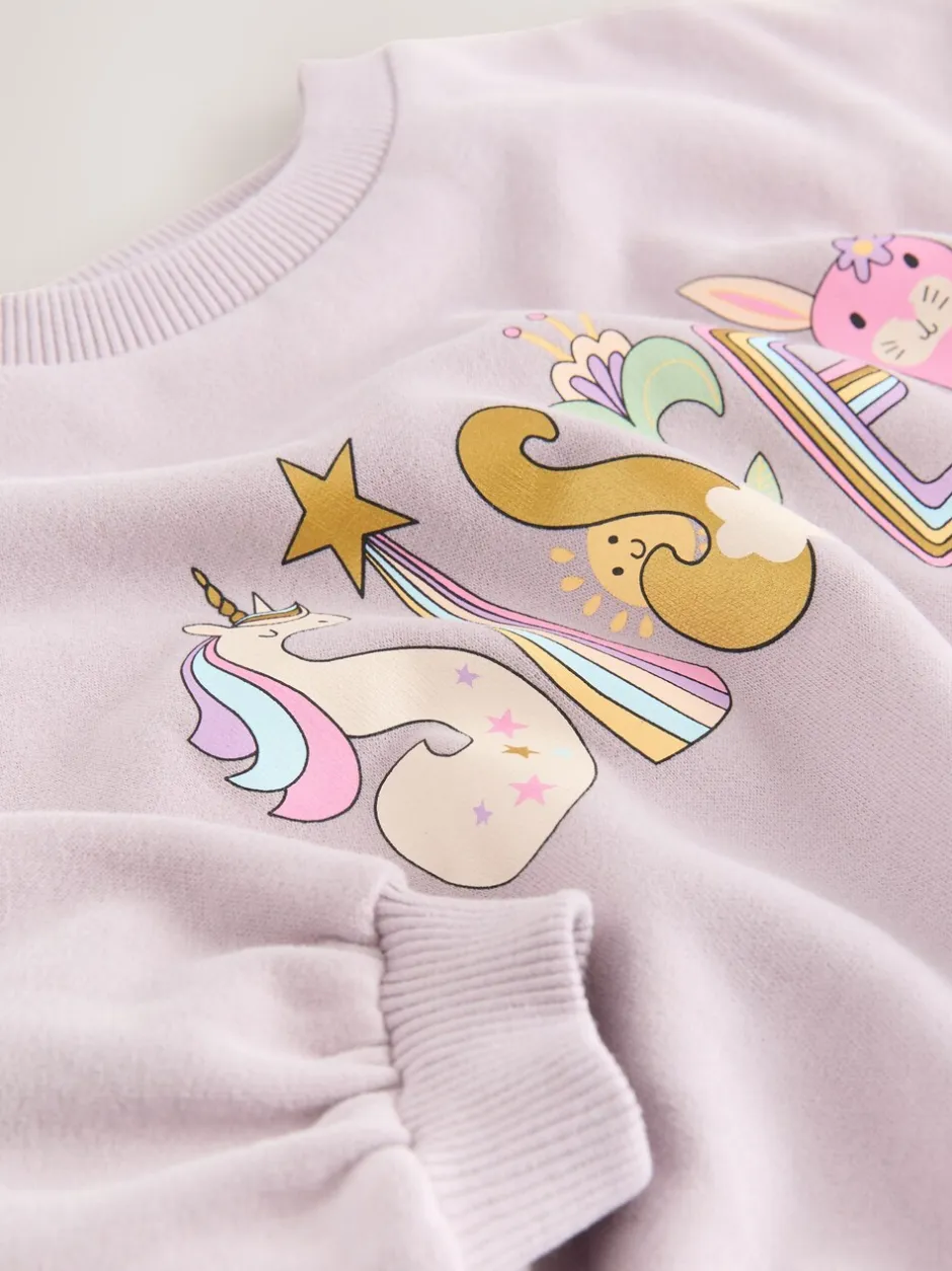 Truien En Breisels|Sweaters En Hoody´S|Next Lila Paarse Sister - Sweatshirt met ronde hals (3 mnd-7 jr)