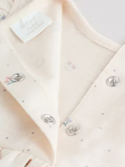 Rompertjes En Tuinbroeken|Babypakjes En Babypyjama's|Next - 3 Rompertjes Lilac and Ecru Floral Frill Shoulder