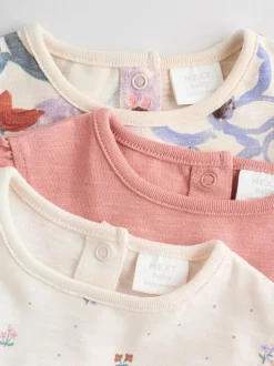 Rompertjes En Tuinbroeken|Babypakjes En Babypyjama's|Next - 3 Rompertjes Lilac and Ecru Floral Frill Shoulder