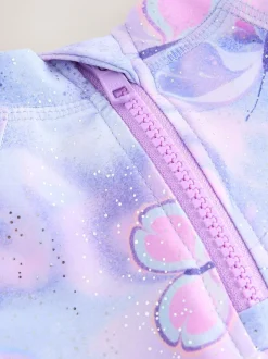 Badkleding|Badkleding|Next - Zonbeschermende zwemset met korte mouwen (3mnd-10jr) Lilac Purple Butterfly Foil