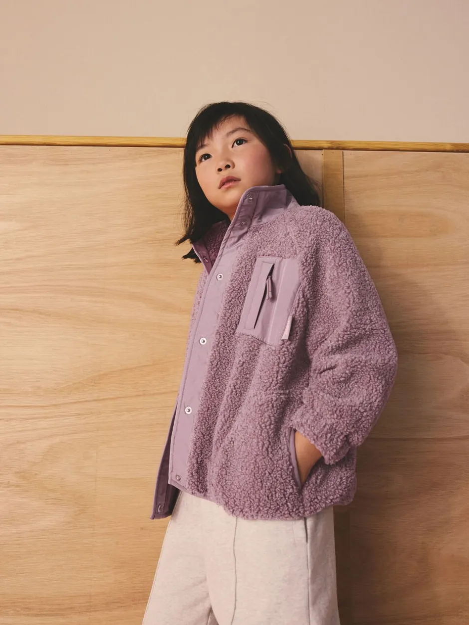 Sweaters En Hoody´S|Jassen En Jacks|Next - Button Up Fleece Jacket (3-16yrs) Lila-paars