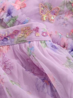 Shorts En Rokken|Next Lila-paars - Floral Embellished Top and Skirt Lehenga Set (3-16yrs)