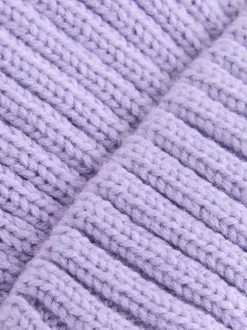 Mutsen, Handschoenen En Sjaals*Next Lila-paars - Geribbelde beanie-muts met pompon (3mnd -16jr)