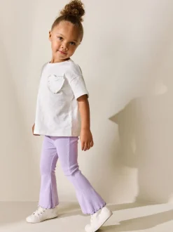 Broeken En Leggings|Next Lila-paars - Geribbelde flare legging (3 mnd-7 jr)