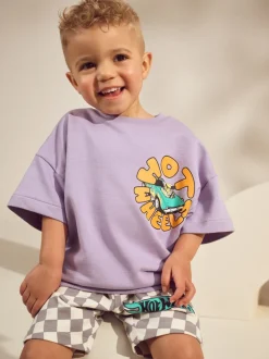 Tops|Sets En Combisets*Next Lila-paars - Hot Wheels Check Short T-Shirt Set (9mths-8yrs)