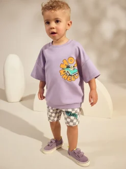 Tops|Sets En Combisets*Next Lila-paars - Hot Wheels Check Short T-Shirt Set (9mths-8yrs)