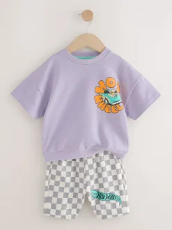 Tops|Sets En Combisets*Next Lila-paars - Hot Wheels Check Short T-Shirt Set (9mths-8yrs)