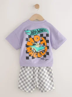 Tops|Sets En Combisets*Next Lila-paars - Hot Wheels Check Short T-Shirt Set (9mths-8yrs)