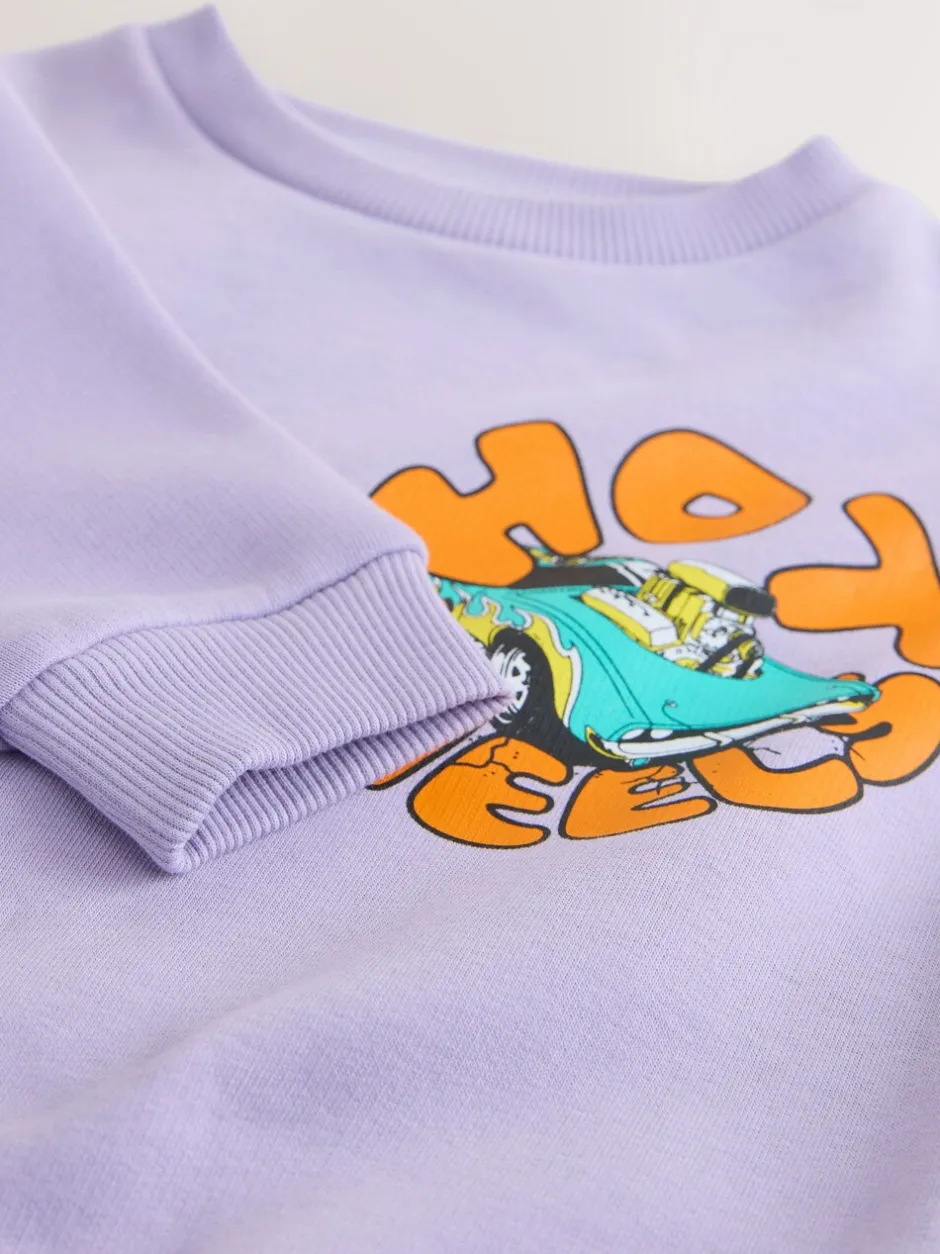 Truien En Breisels|Sweaters En Hoody´S*Next Lila-paars - Hot Wheels Crew Neck Sweatshirt (9mths-8yrs)