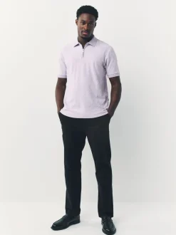 Poloshirts|Next Lila-paars - Net jacquard poloshirt