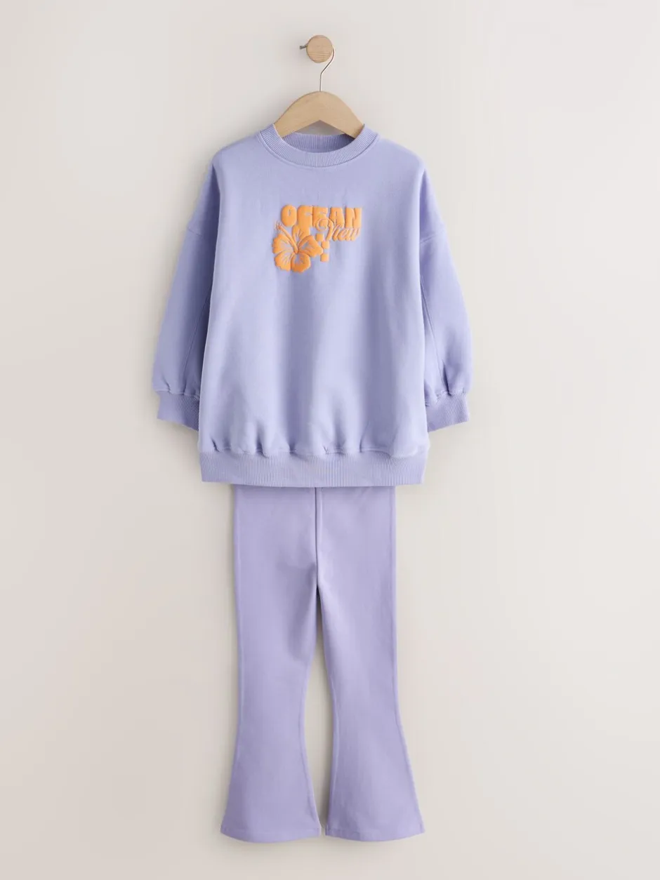 Sets En Outfits|Sweaters En Hoody´S*Next - Sweatshirt and Flare Leggings Set (3-16yrs) Lila-paars
