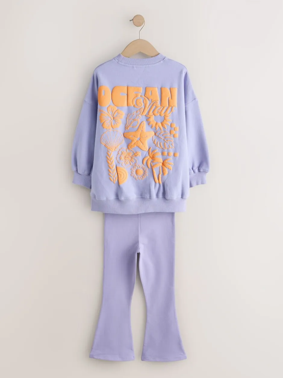 Sets En Outfits|Sweaters En Hoody´S*Next - Sweatshirt and Flare Leggings Set (3-16yrs) Lila-paars
