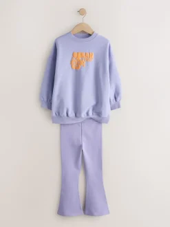 Sets En Outfits|Sweaters En Hoody´S*Next - Sweatshirt and Flare Leggings Set (3-16yrs) Lila-paars
