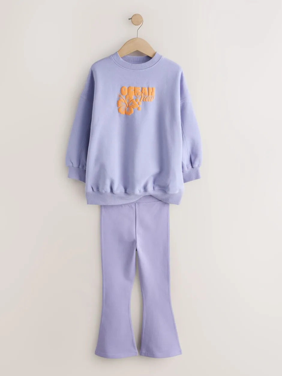 Sets En Outfits|Sweaters En Hoody´S*Next - Sweatshirt and Flare Leggings Set (3-16yrs) Lila-paars