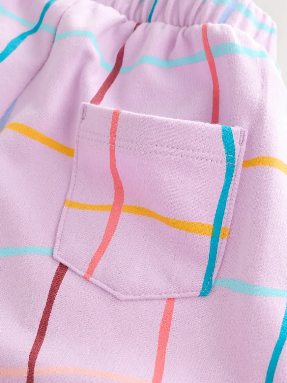 Broeken En Leggings|Next Lilapaars geruit - Broek met structuur en wijde kortere pijpen (3mnd -7jr)