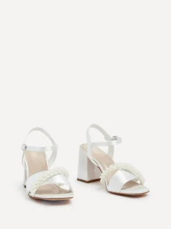 Schoenen Met Hakken|Gelegenheidskleding*Linzi Bridal Iris blokhak met parel versierde teenriem