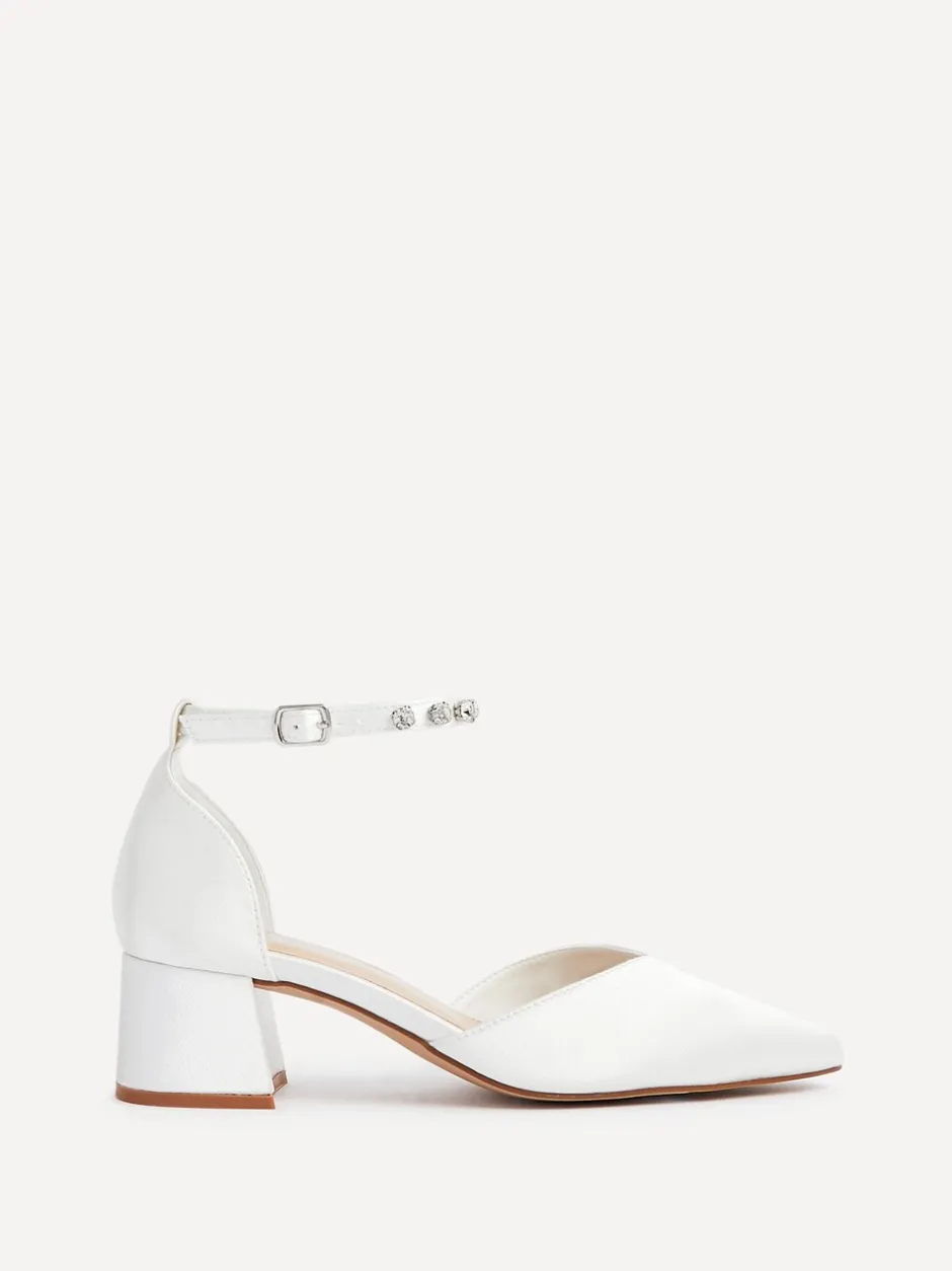 Schoenen Met Hakken*Linzi Bridal Jordanna pumps met lage blokhak en versierd enkelbandje