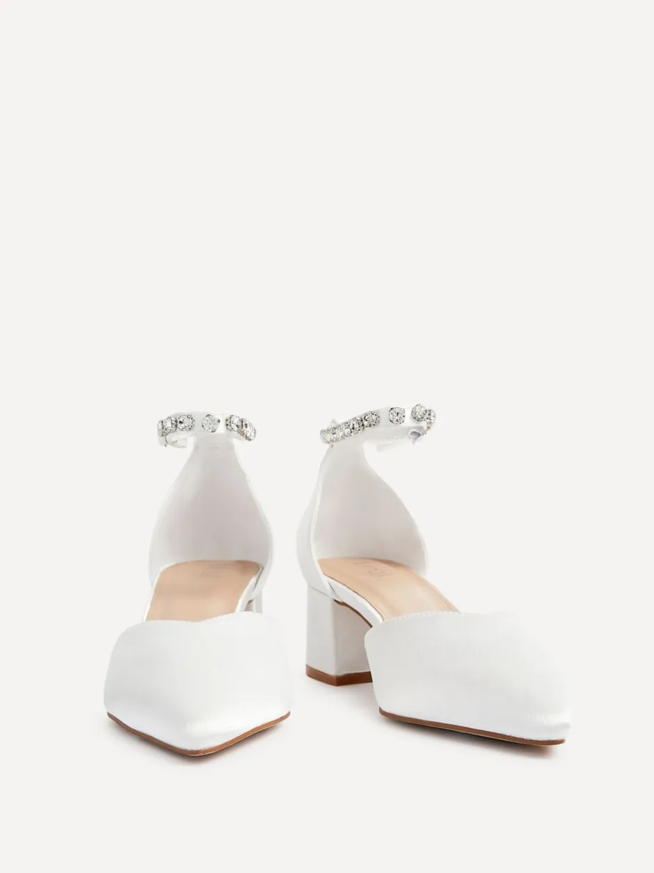 Schoenen Met Hakken*Linzi Bridal Jordanna pumps met lage blokhak en versierd enkelbandje