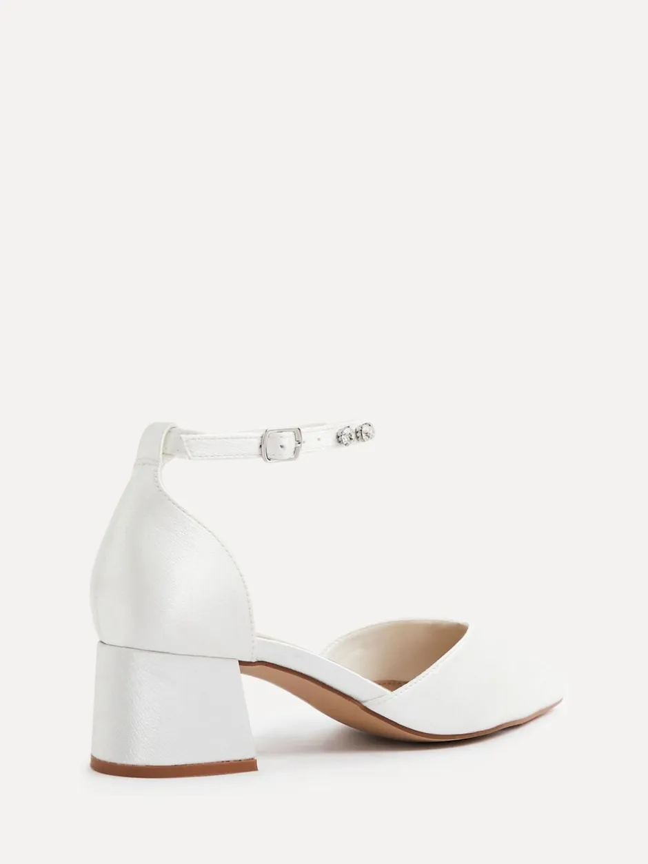 Schoenen Met Hakken*Linzi Bridal Jordanna pumps met lage blokhak en versierd enkelbandje