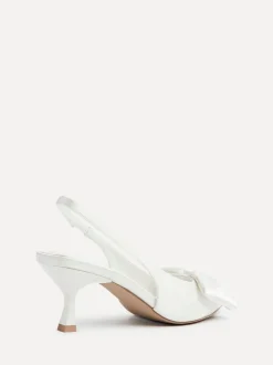 Schoenen Met Hakken|Linzi Bridal Merlot Satin Slingback Court Heels With Bow Detail