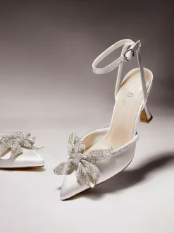 Schoenen Met Hakken*Linzi Bruidskleding Angela Satijn Diamante Strik detail pumps