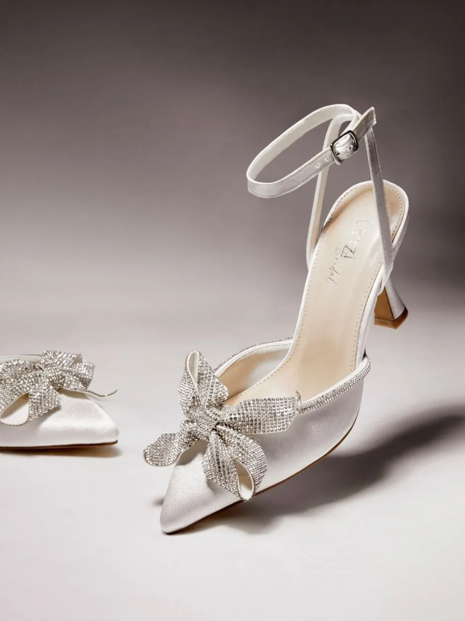 Schoenen Met Hakken*Linzi Bruidskleding Angela Satijn Diamante Strik detail pumps