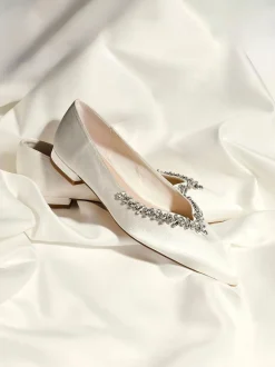 Lage Schoenen*Linzi Bruidskleding eindeloze platte ballerina's met spitse neus en bies