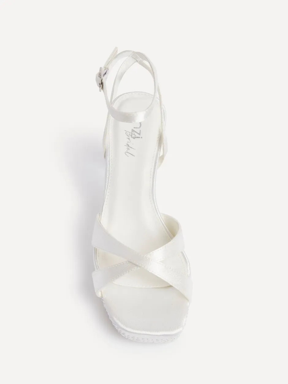 Schoenen Met Hakken*Linzi Bruidssandalen Romantica Platformhakken met Versieringen