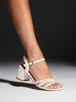 Schoenen Met Hakken|Linzi Perla sandalen met hak en parelbandjes