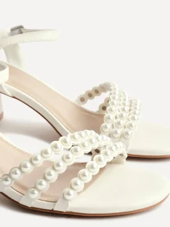 Schoenen Met Hakken|Linzi Perla sandalen met hak en parelbandjes