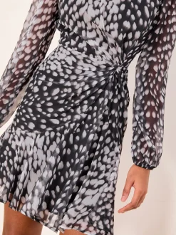 Jurken|Lipsy Animal Print Gathered Waist Woven Mini Dress