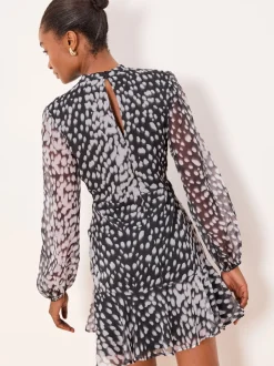 Jurken|Lipsy Animal Print Gathered Waist Woven Mini Dress