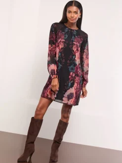 Jurken|Lipsy Blouson Sleeve Mini Shift Dress