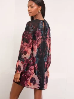 Jurken|Lipsy Blouson Sleeve Mini Shift Dress