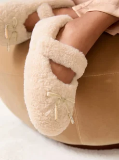 Pantoffels*Lipsy Borg Mary Jane with Bow Detail Slippers
