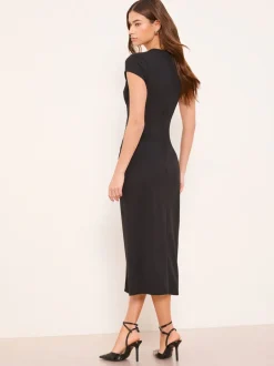 Jurken*Lipsy Cap Sleeve Button Through Belted Bodycon Midi Dress