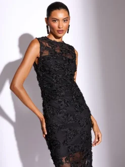 Gelegenheidskleding|Lipsy 3d Floral Mesh Midaxi Bodycon Dress