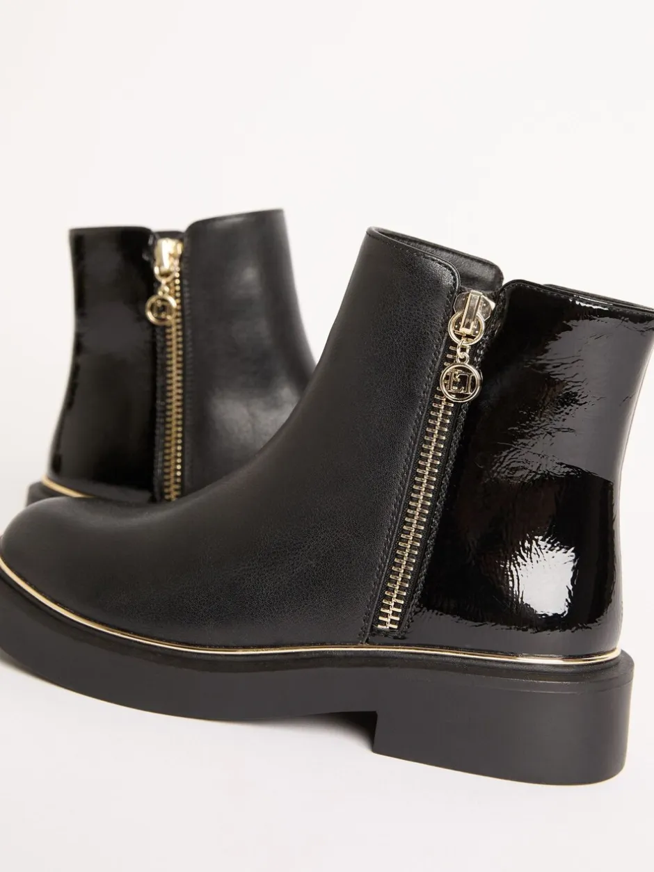 Boots|Lipsy Faux Leather Patent Contrast Zip Ankle Boots