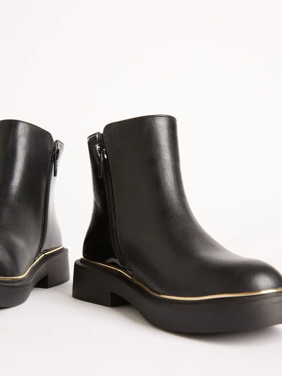 Boots|Lipsy Faux Leather Patent Contrast Zip Ankle Boots